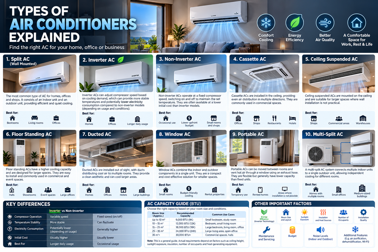 Types of Air Conditioners Explained: Which AC Is Right for Your Home or Business?